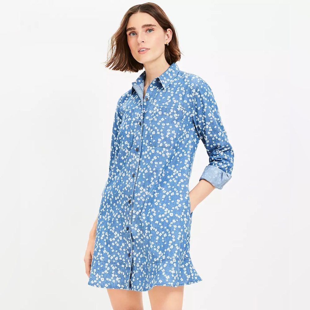 LOFT Blue Floral Dress 00P
